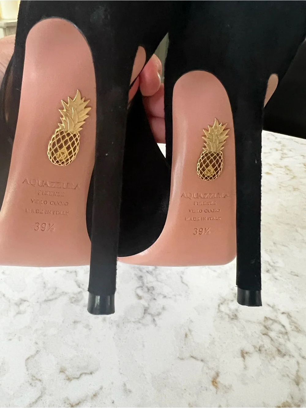 Aquazzura Firenze Black Suede Pointed Bow-Back Stiletto Pumps